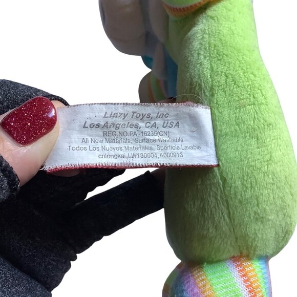 Linzy Colorful Plush Puppy Dog Baby Rattle Toy Stuffed Animal 10" Multicolor - Picture 5 of 6